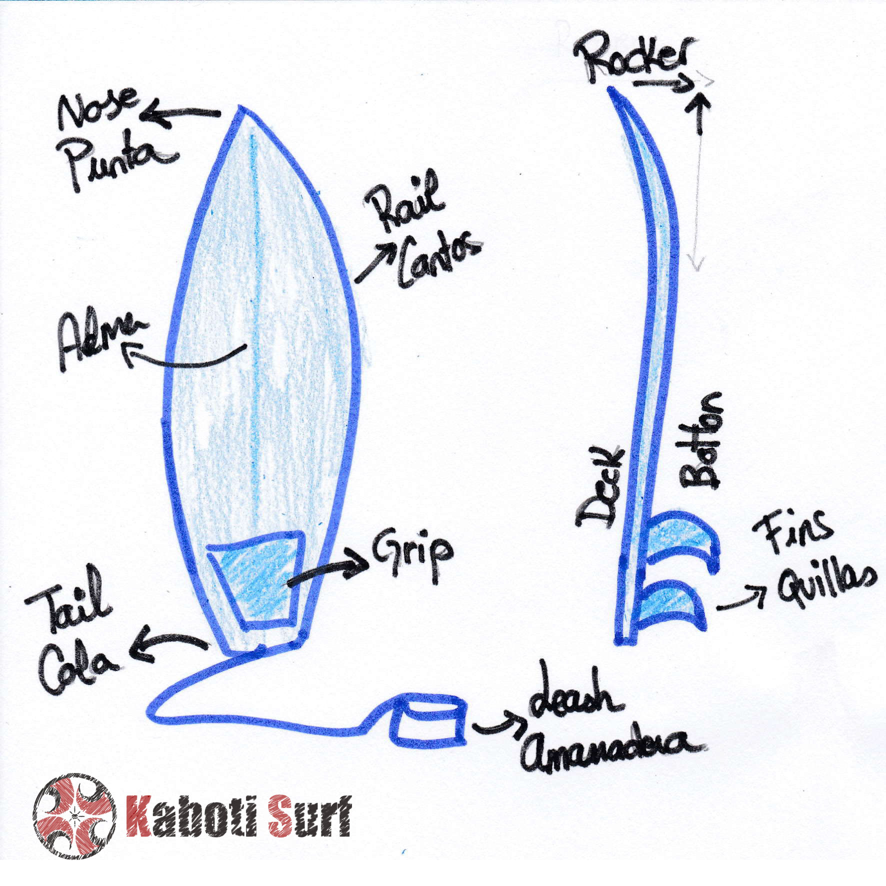 Parts of the surfboard